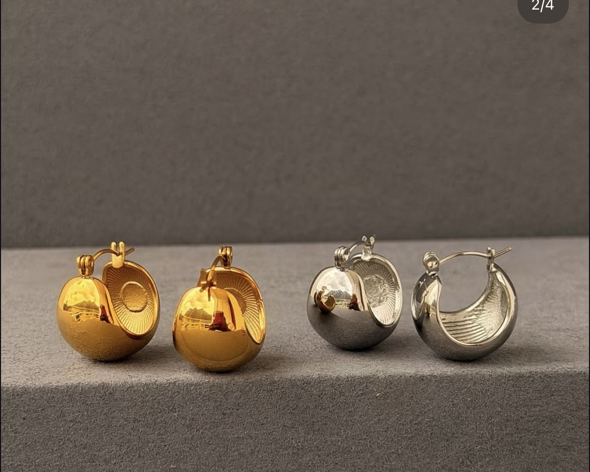 ball earrings silver and gold